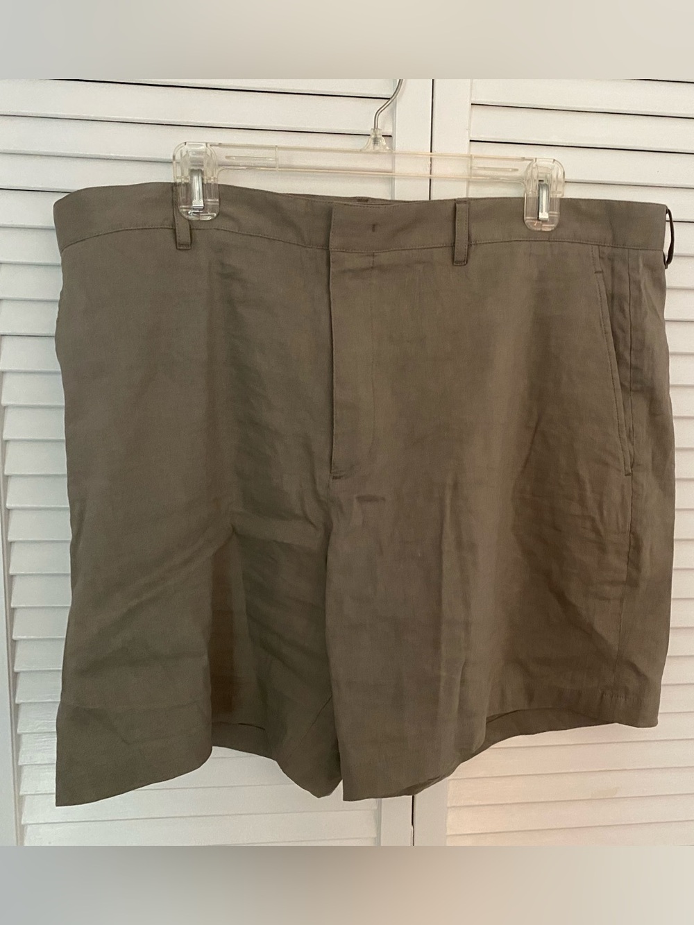 Theory Olive Green Flat-Front Men's Shorts, 38